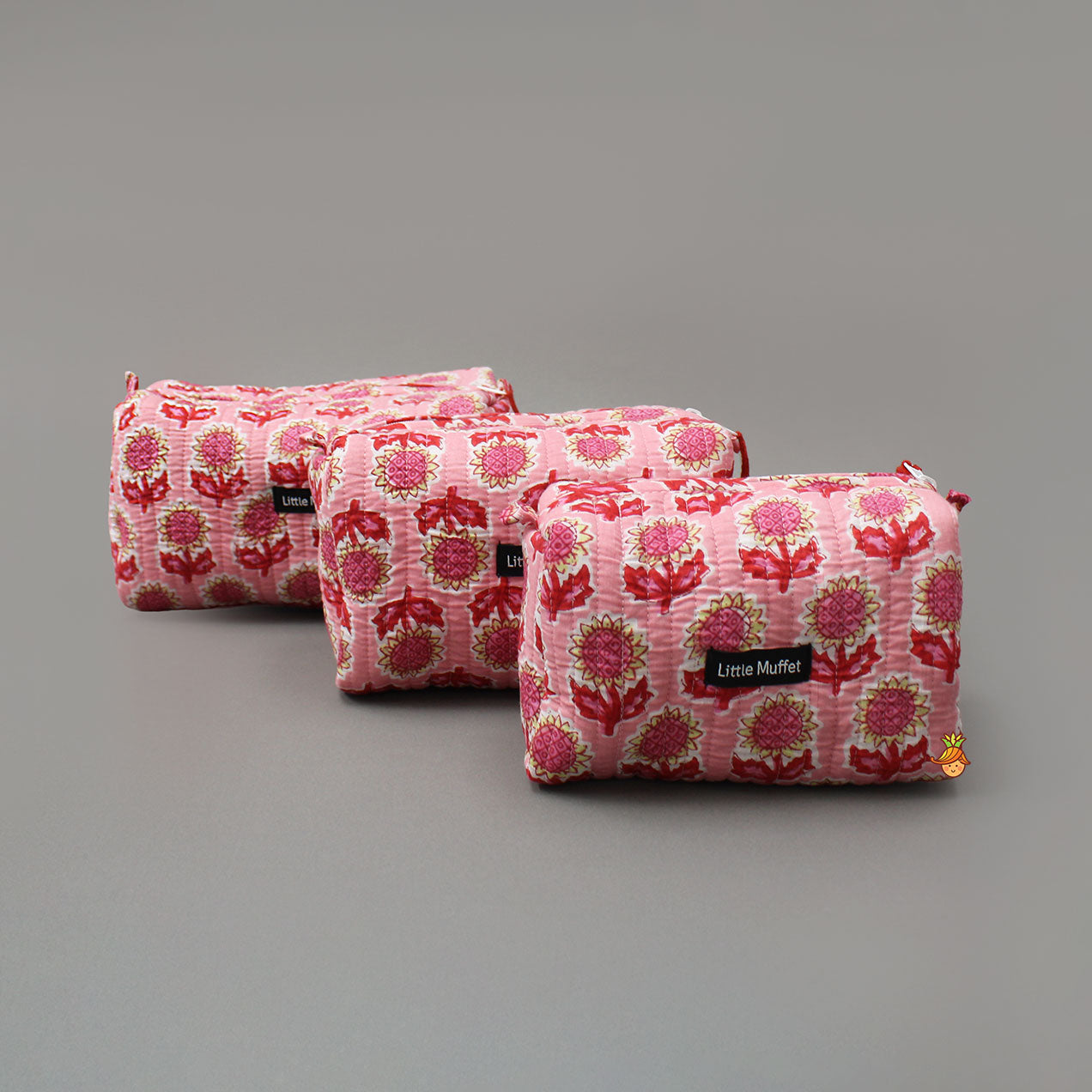 Block Printed Pouch Bags - Set Of 3