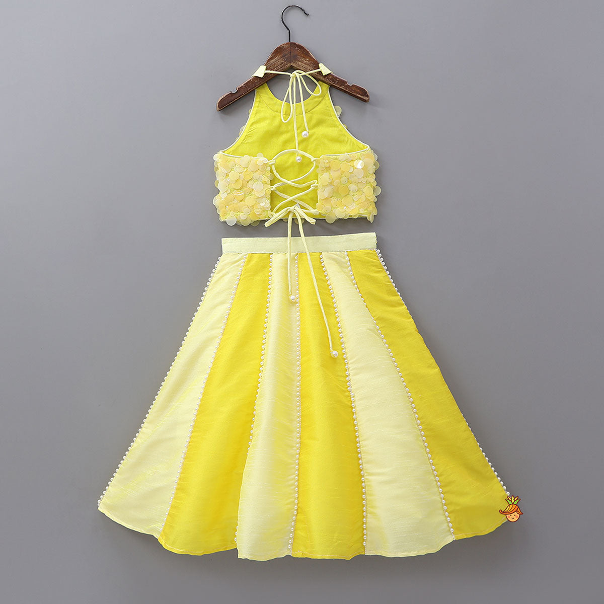 Pre Order: Charming Sequined Halter Neck Crop Top And Lehenga