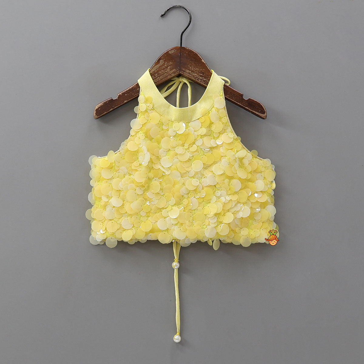 Pre Order: Charming Sequined Halter Neck Crop Top And Lehenga