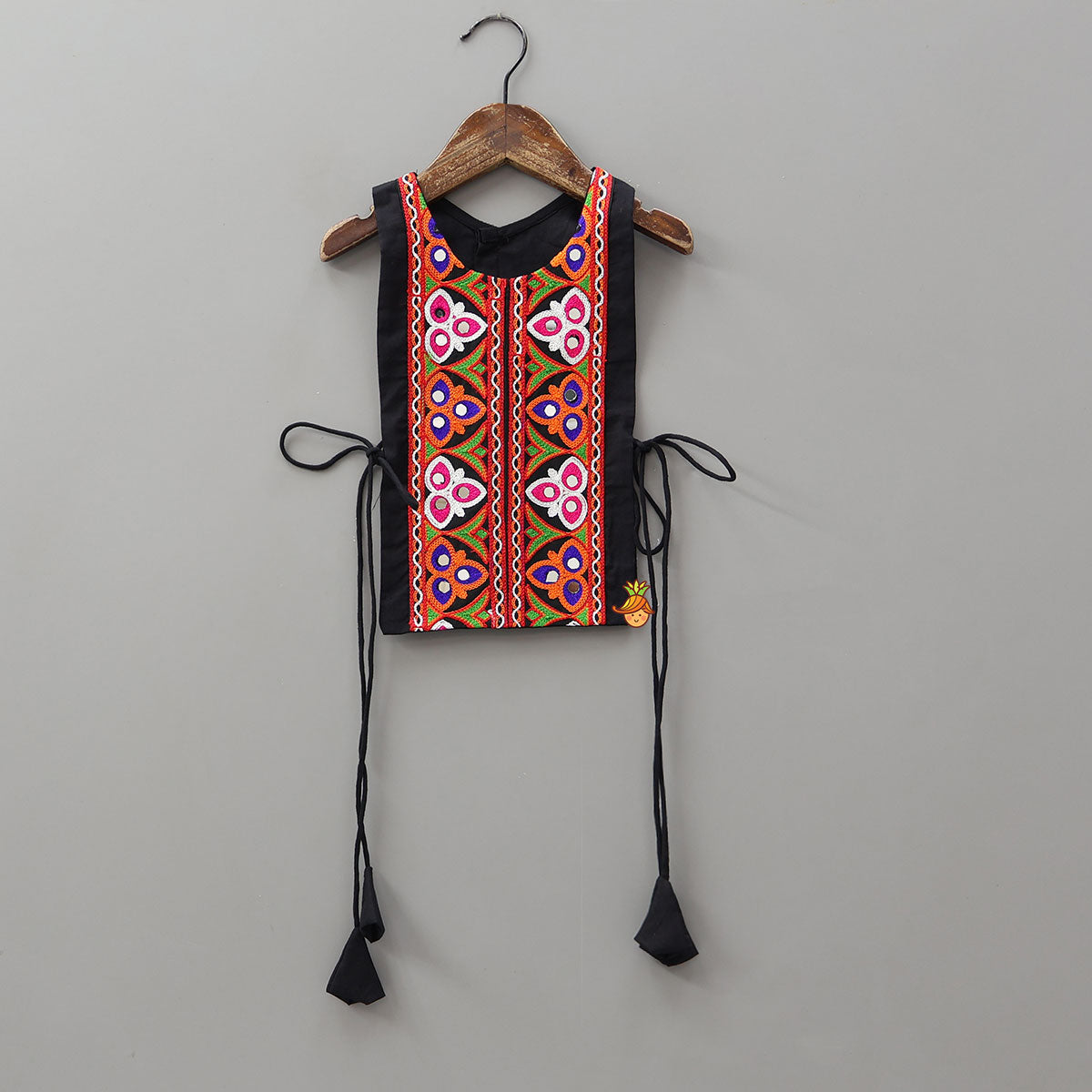 Pre Order: Top With Embroidered Overlay Cape And Tassel Detailed Flared Lehenga