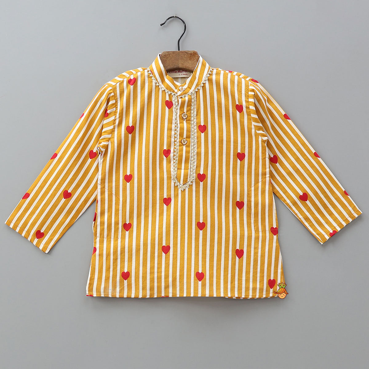 Heart Printed Striped Kurta With Salwar