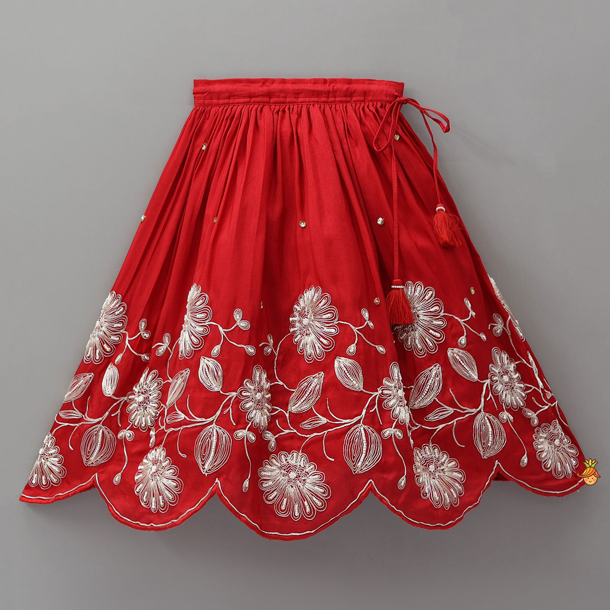 Pre Order: Gorgeous Strappy Crop Top With Scalloped Lehenga