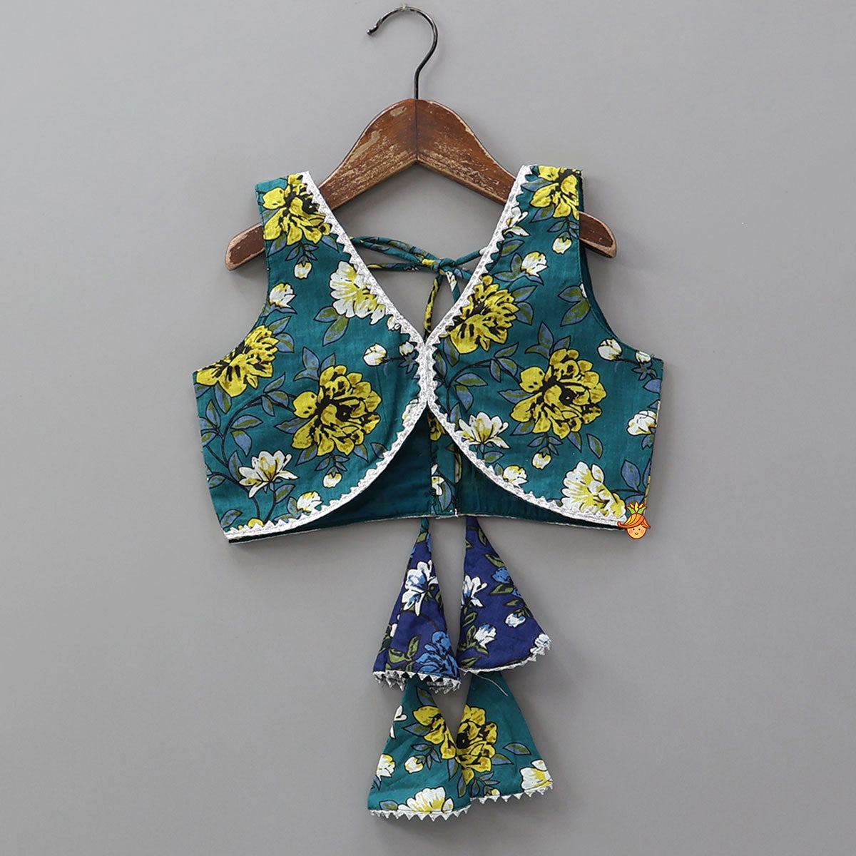 Pre Order: Floral Printed Stylish Top With Panelled Flared Lehenga And Dupatta