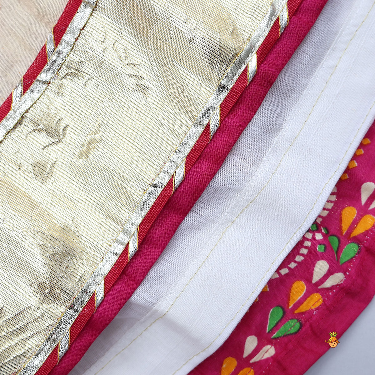 Pre Order: Tie-Up Back Bandhani-Printed Top And Lehenga