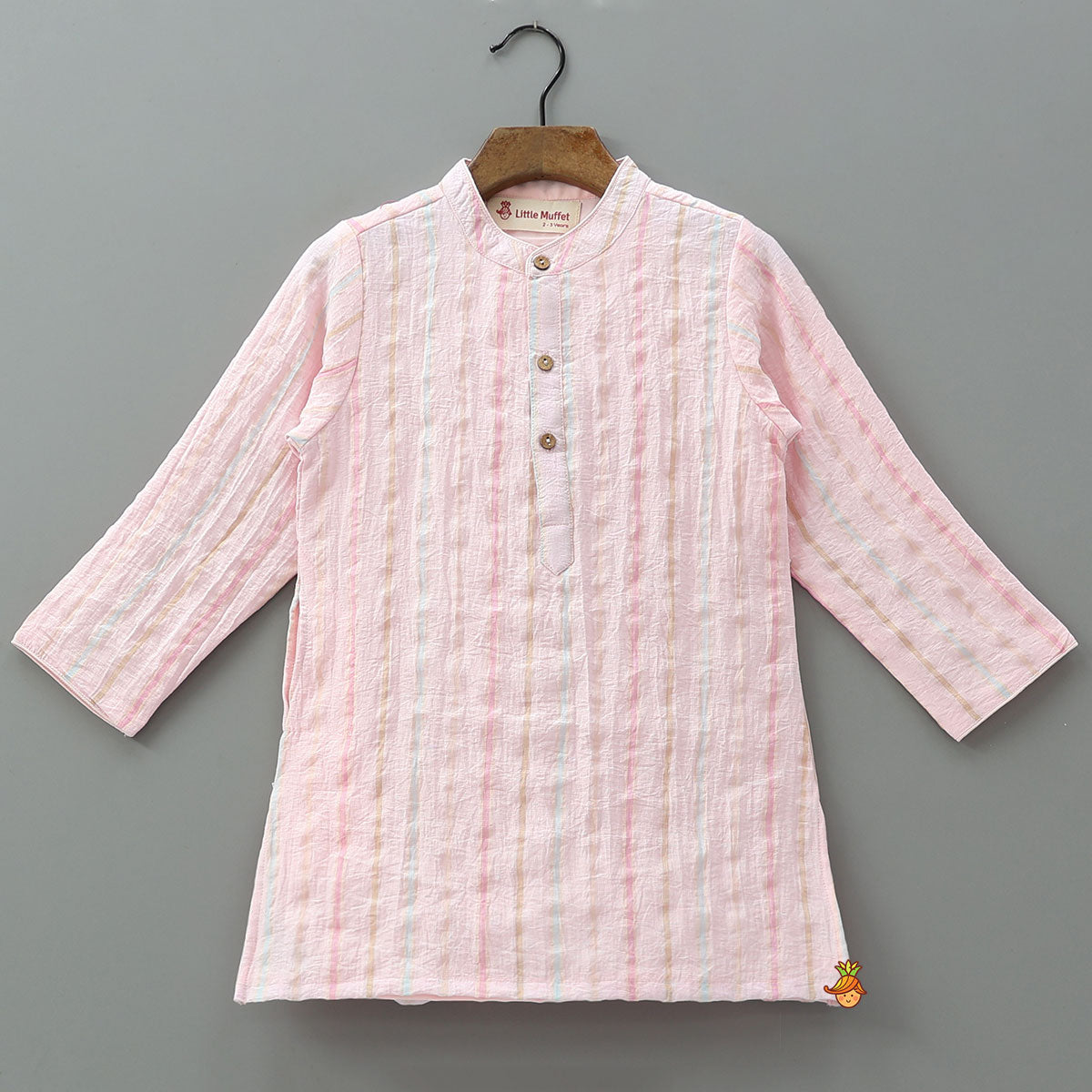 Front Placket Striped Kurta And Dhoti