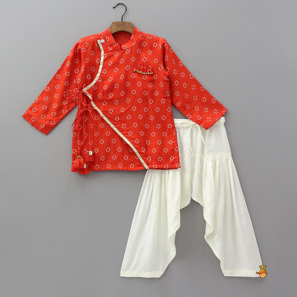 Pre Order: Festive Angrakha Style Kurta With Churidar