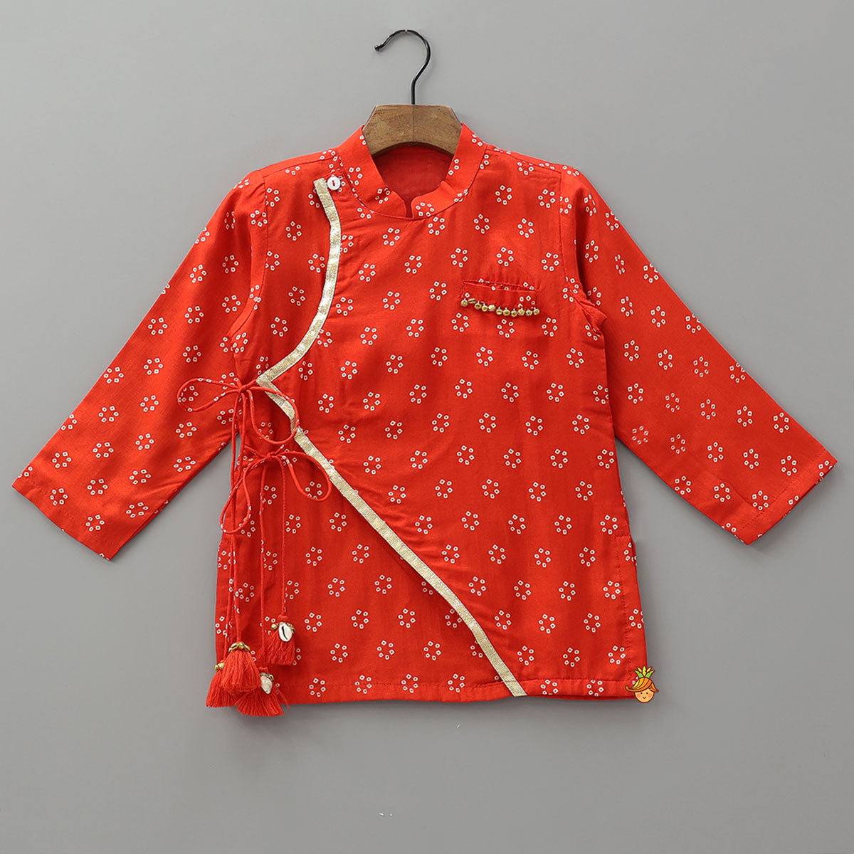 Pre Order: Festive Angrakha Style Kurta With Churidar