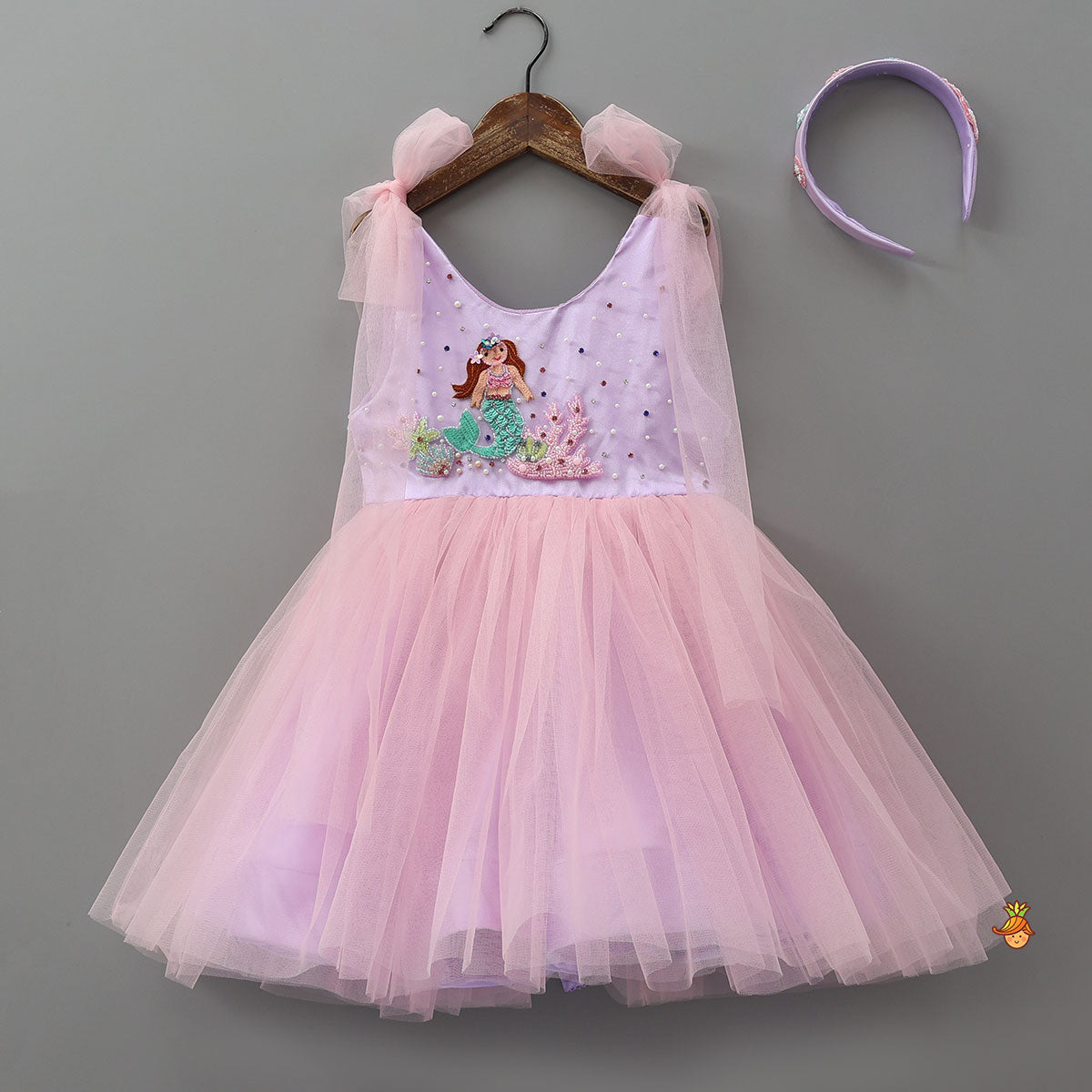 Pre Order: Mermaid Embroidered Tulle Party Dress With Matching Hairband