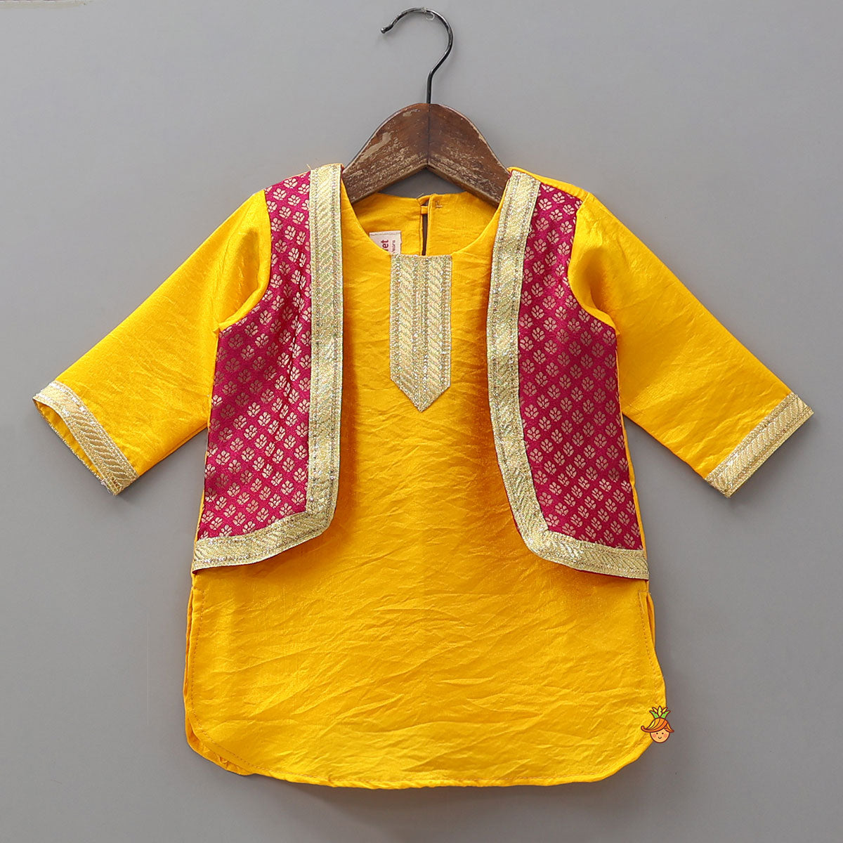 Shimmery Festive Kurti With Salwar And Dupatta With Hand Accessory