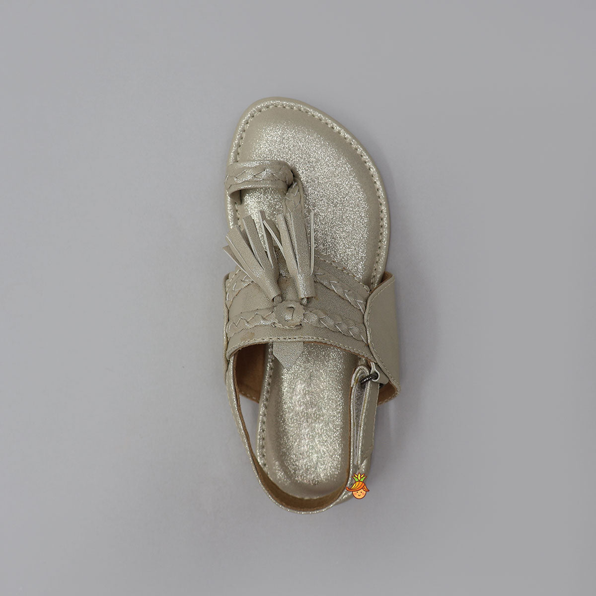 Elegant Shiny Kolhapuri Flats With Braid Detailing