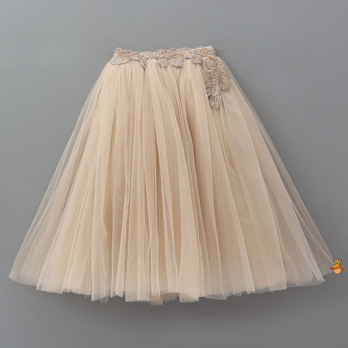 Pre Order: Floral Cutdana Embellished Top With Layered Net Lehenga
