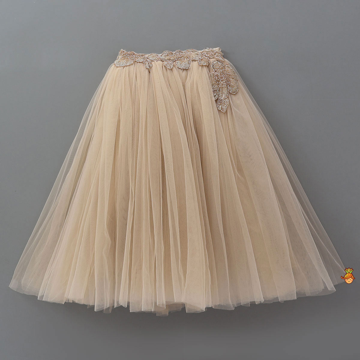 Pre Order: Floral Cutdana Embellished Top With Layered Net Lehenga