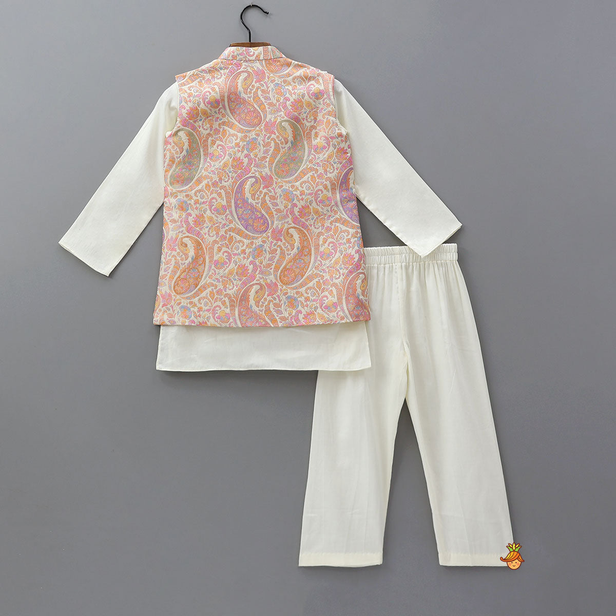 Pre Order: Kurta And Paisley Printed Jacket With Pyjama