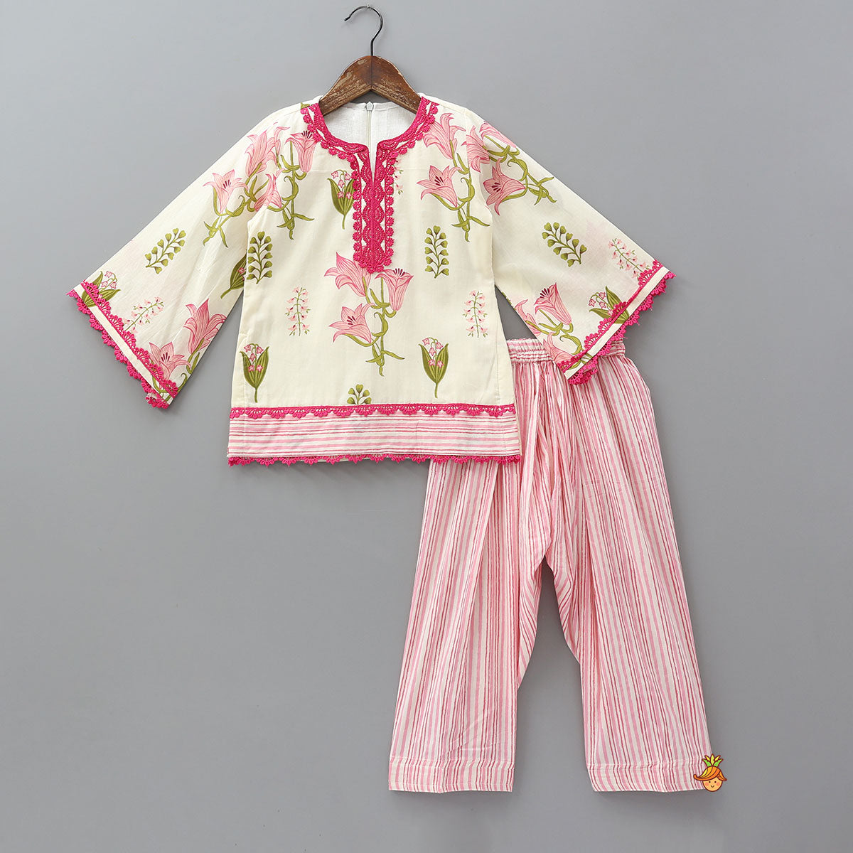 Pre Order: Soft Cotton Floral Printed Kurti With Salwar And Dupatta