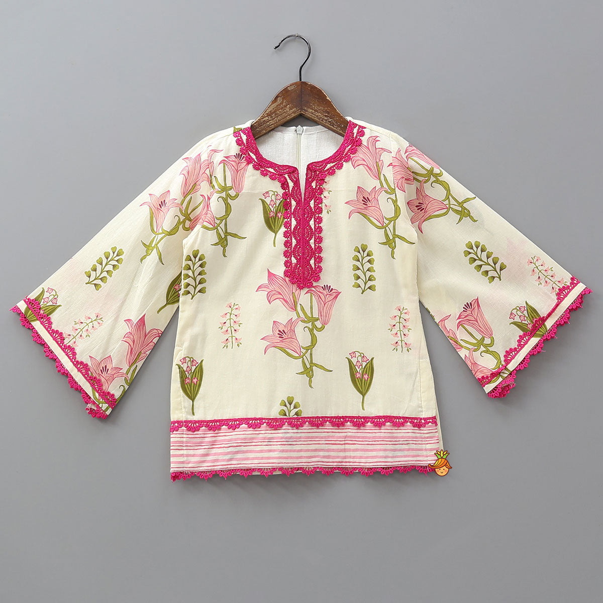 Pre Order: Soft Cotton Floral Printed Kurti With Salwar And Dupatta