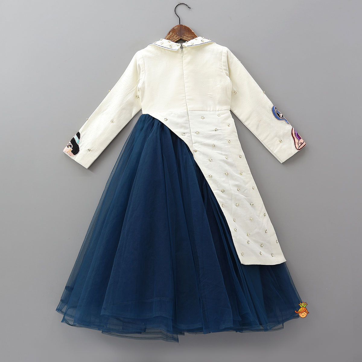 Collar Neck Dual Tone Net Gown