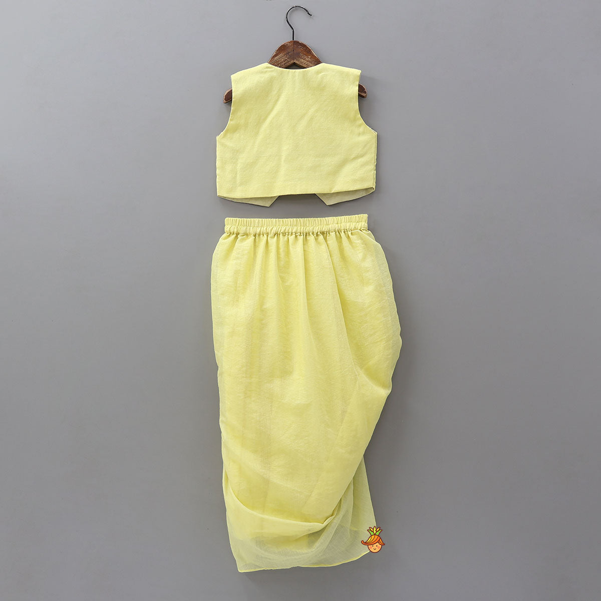 Stylish Embroidered Top With Pleated Dhoti Style Skirt