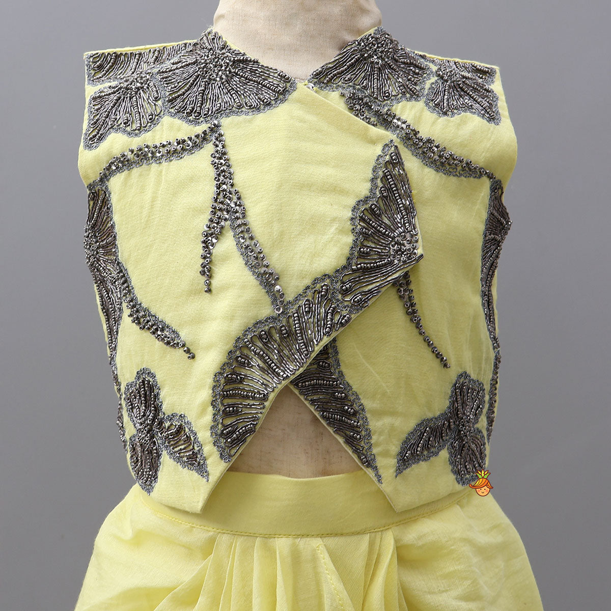 Stylish Embroidered Top With Pleated Dhoti Style Skirt
