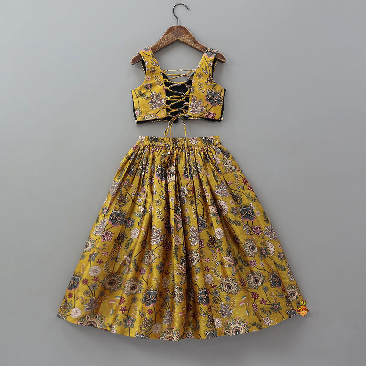 Pre Order: Stunning Ghungroo Detailed Top And Floral Printed Lehenga