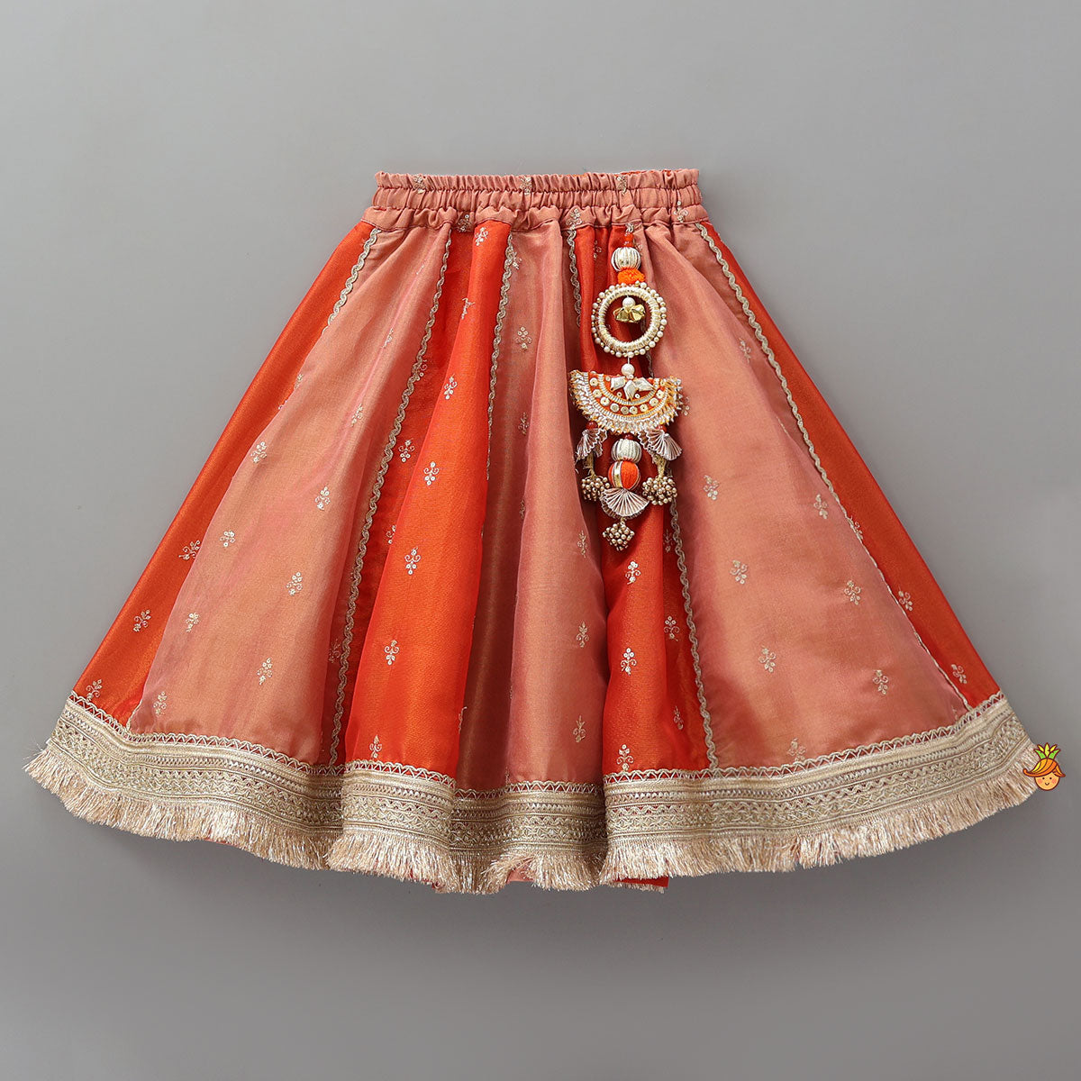 Pre Order: Elegant Embellished Top With Flared Lehenga And Dupatta