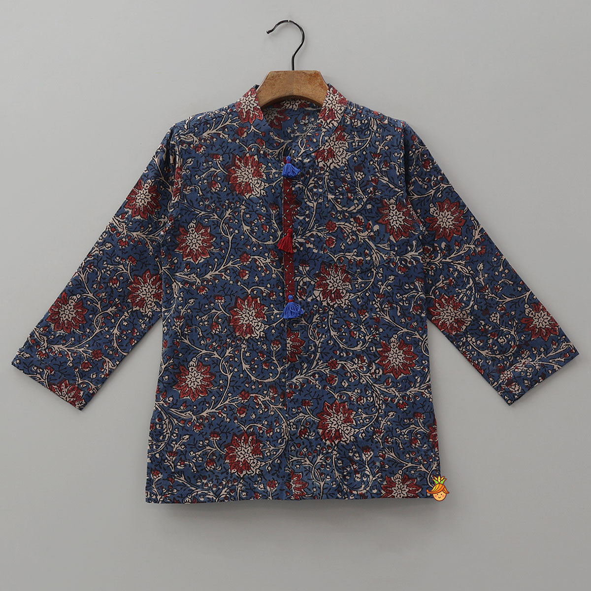 Hand Block Printed Kurta With Fringe Detailing