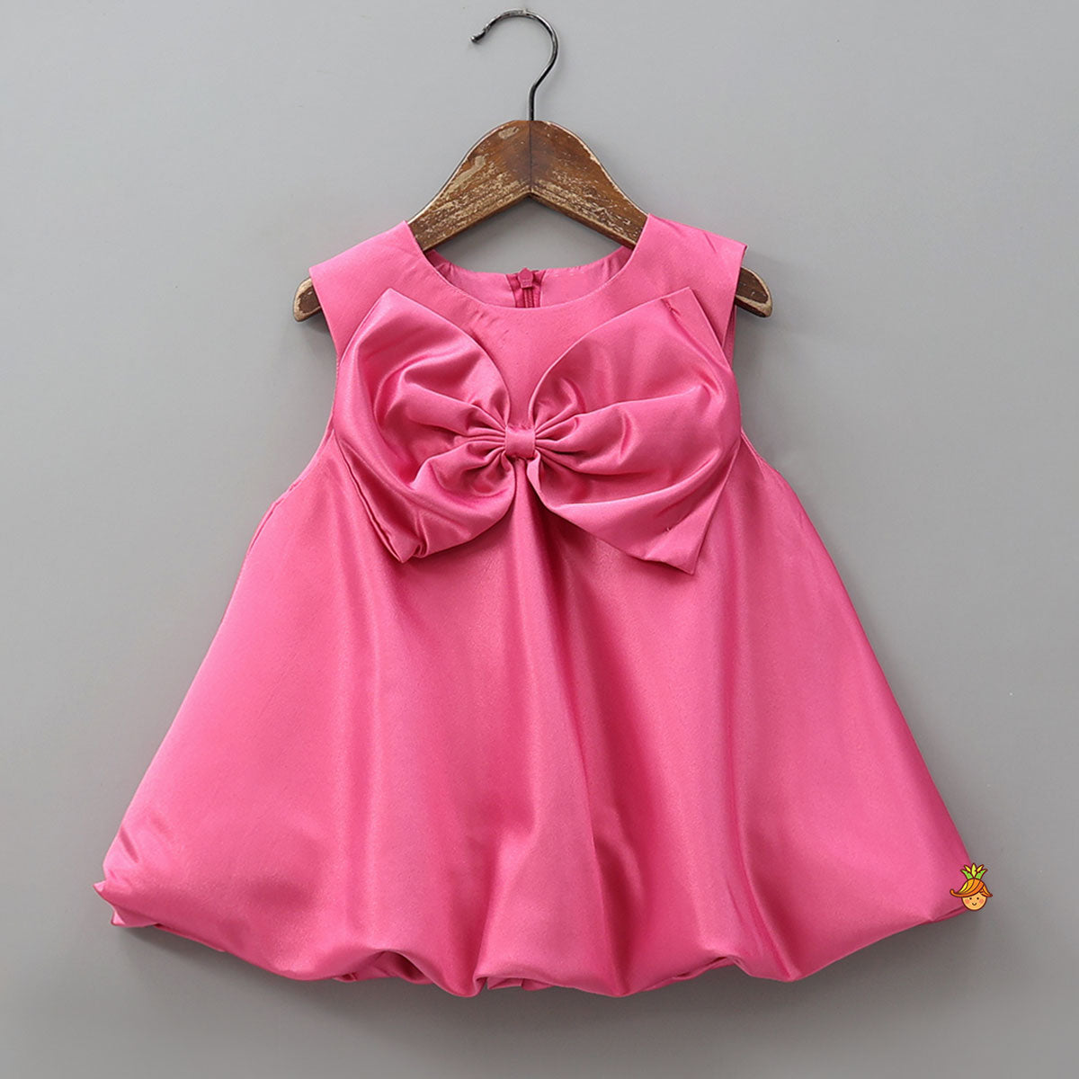 Elegant Bow Embellished Dress With Matching Gathered Hair Band