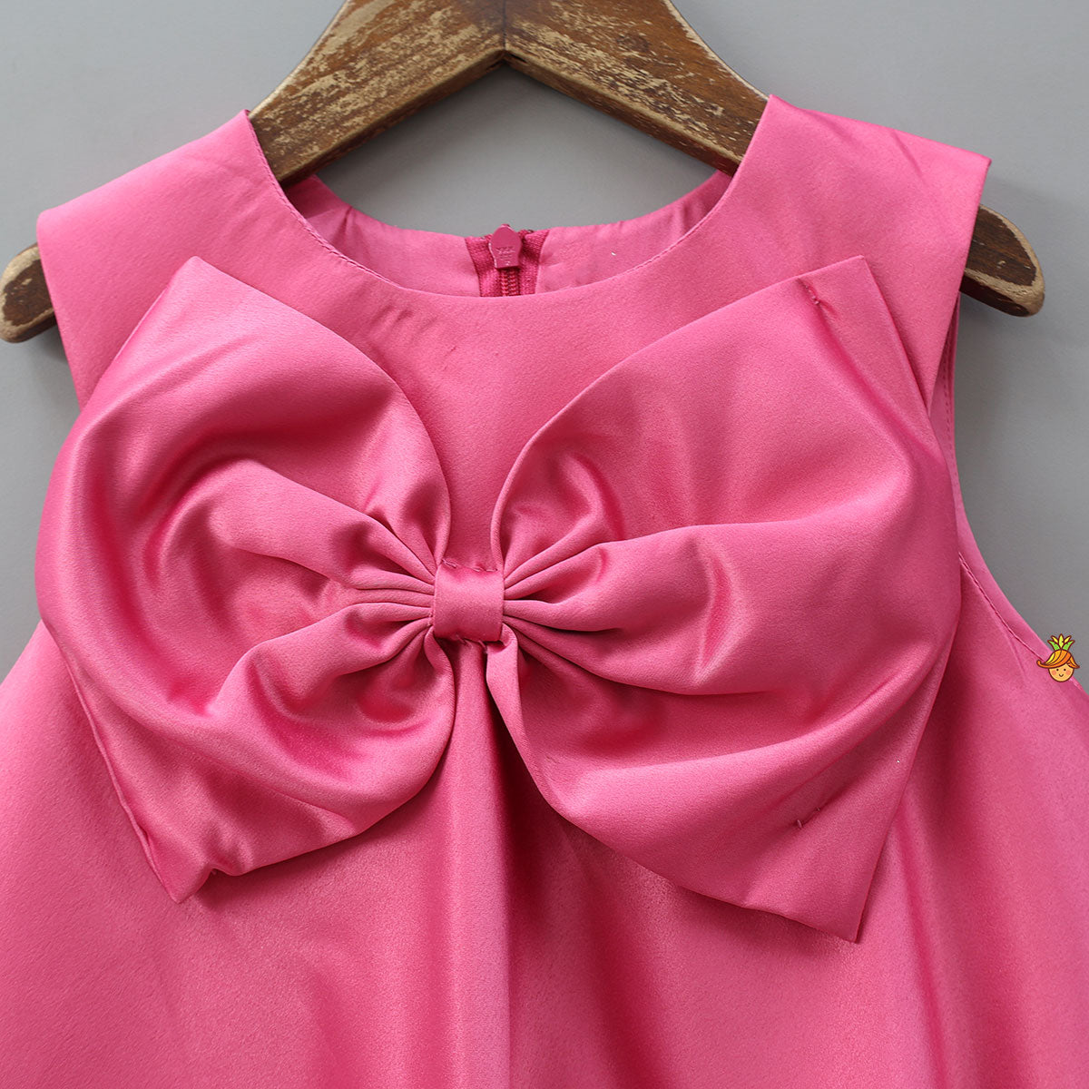 Elegant Bow Embellished Dress With Matching Gathered Hair Band