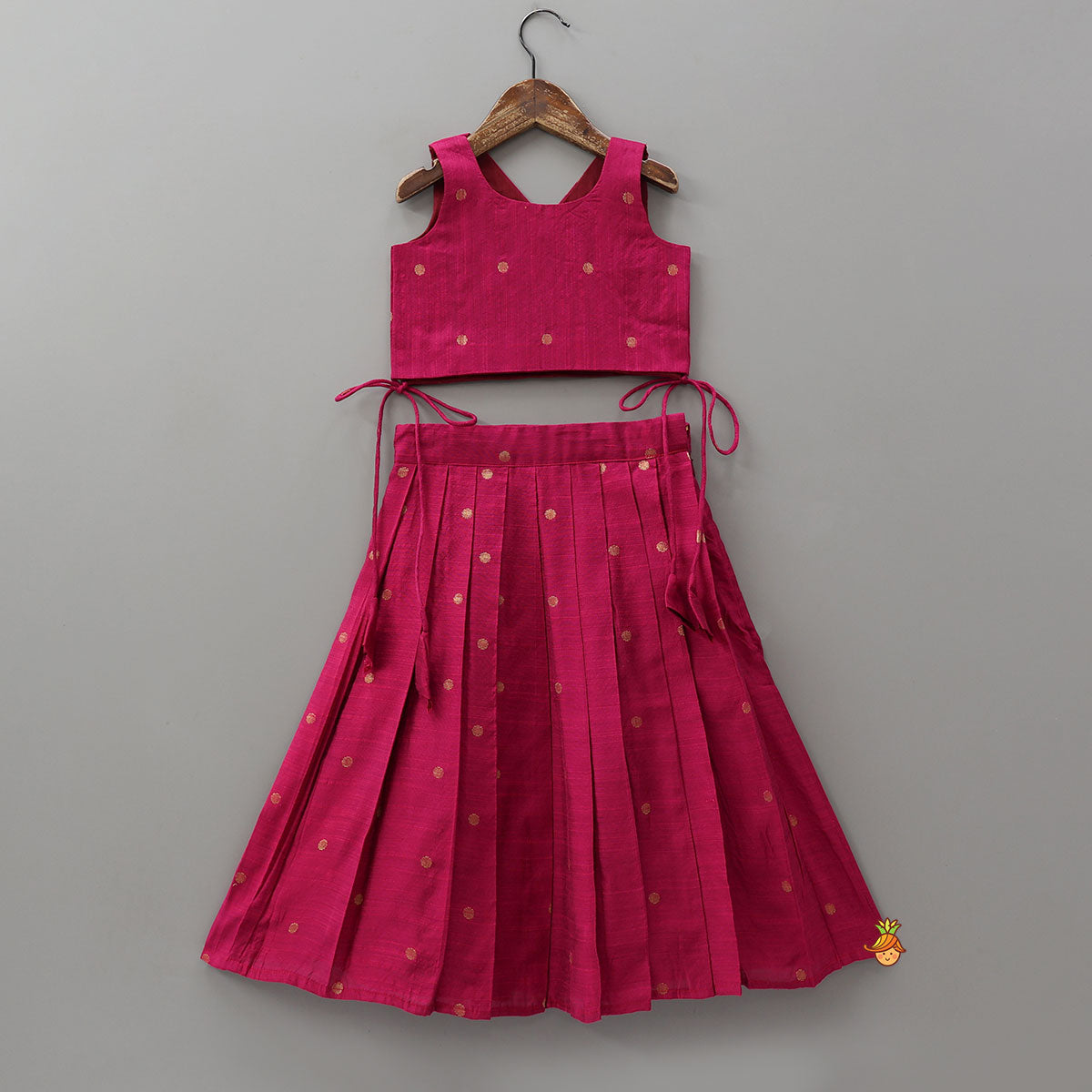 Pre Order: Graceful Booti Motifs Top With Pleated Lehenga