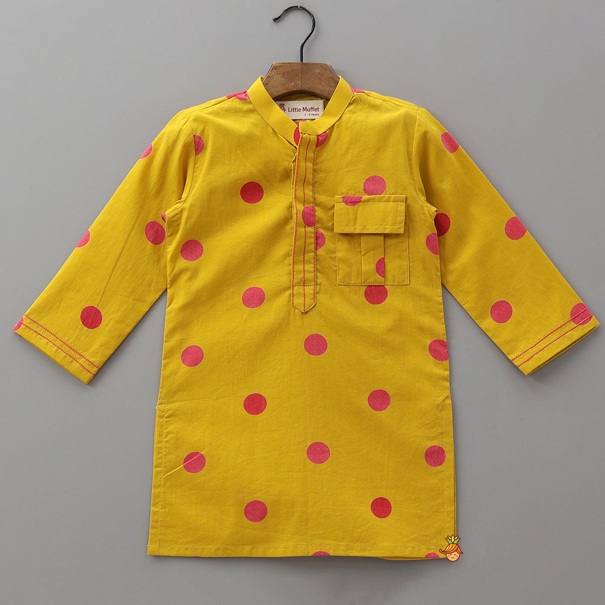 Pre Order: Polka Dot Printed Ethnic Kurta And Pyjama