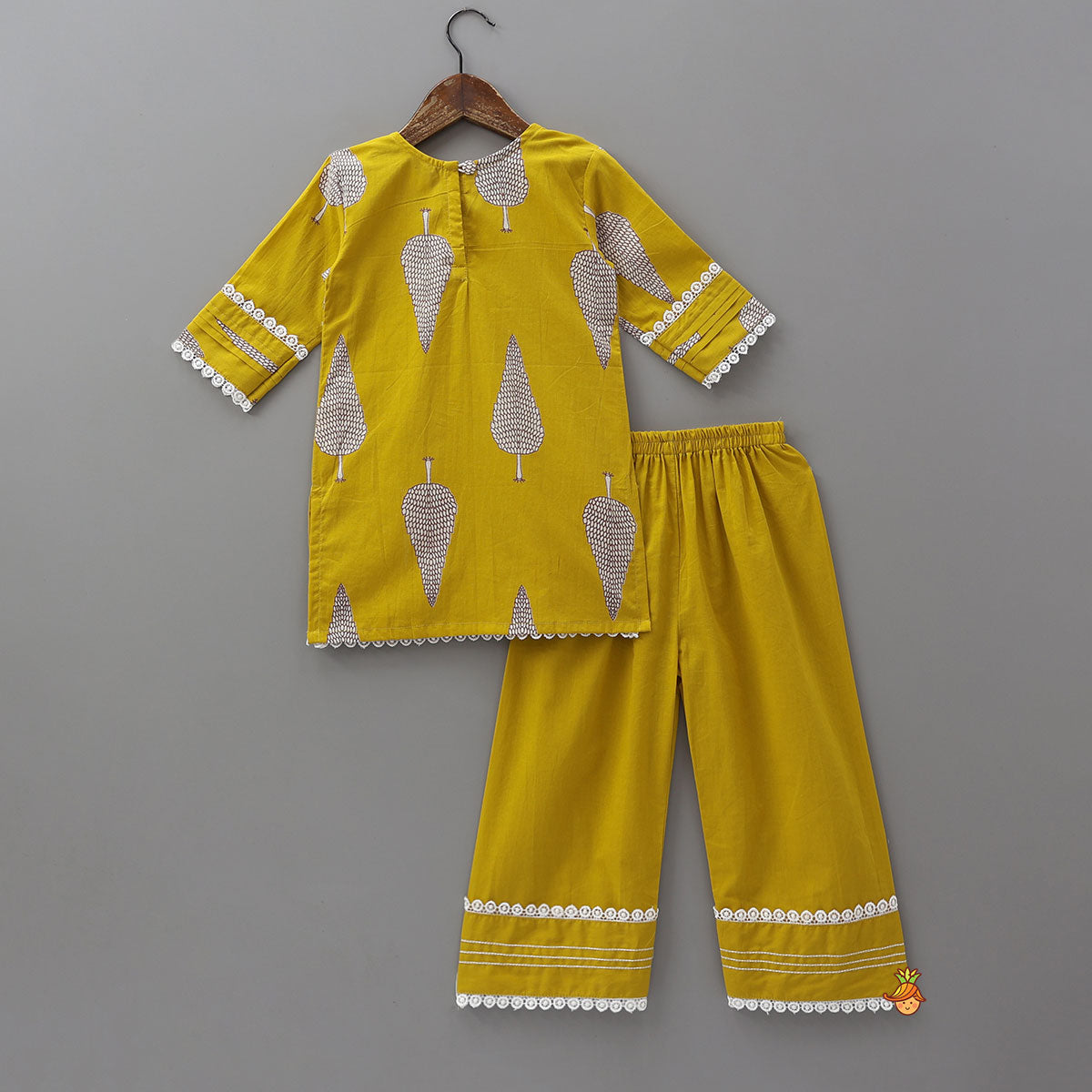 Pre Order: V Neck Kurti With Farsi Pant And Dupatta