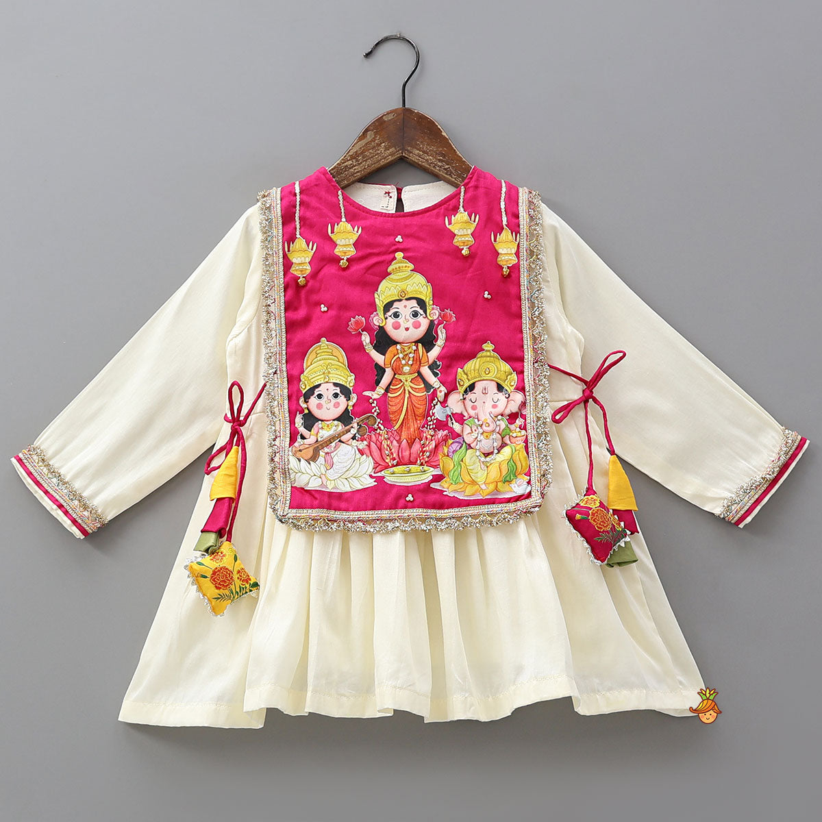 Pre Order: Divine Printed Side Knot Detailed Kurti With Pants