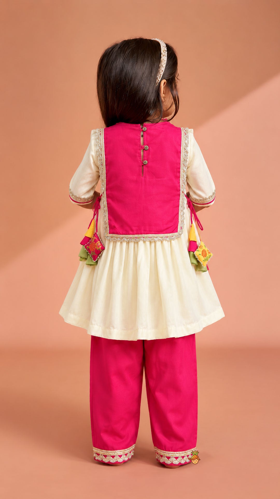 Pre Order: Laxmi, Saraswati, Ganesha Printed Side Knotted Kurti With Pants