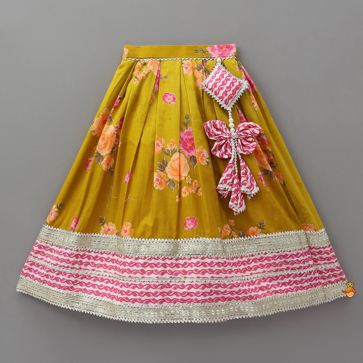 Elegant Printed Halter Neck Crop Top And Lehenga With Matching Dupatta