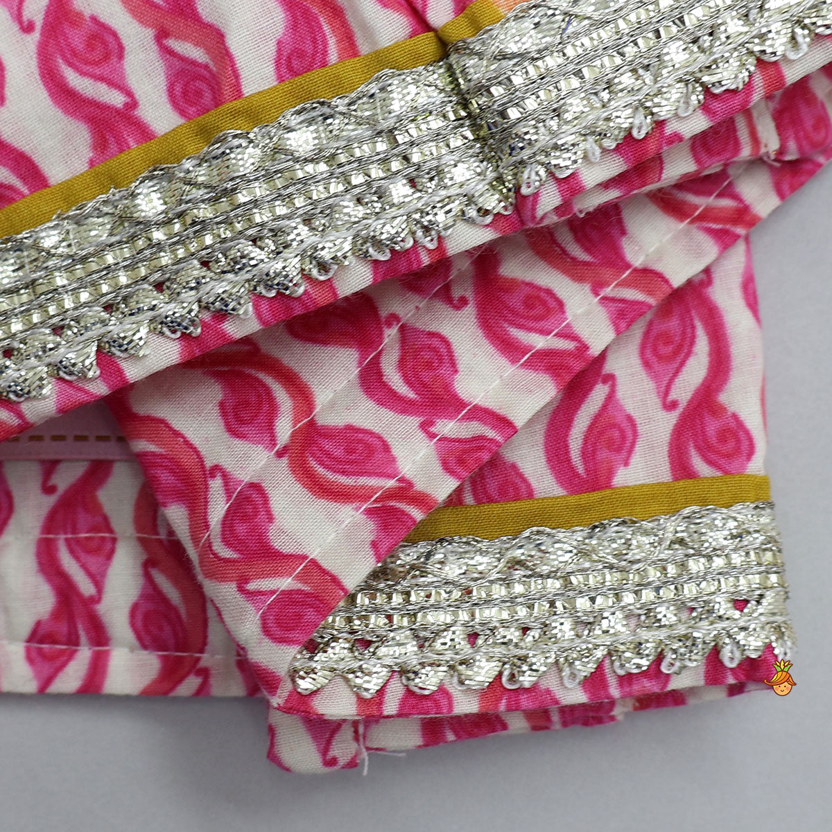 Elegant Printed Halter Neck Crop Top And Lehenga With Matching Dupatta