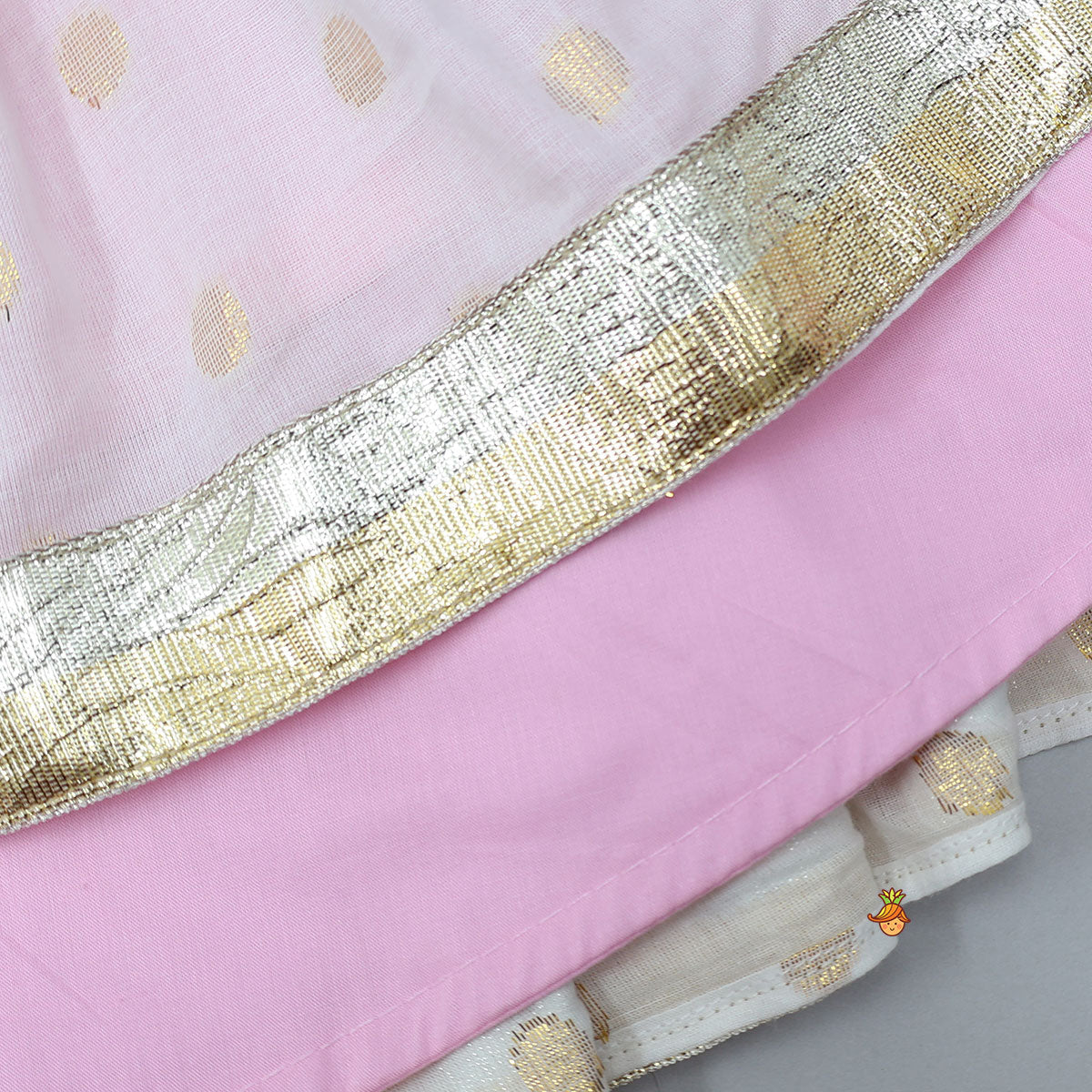 Pre Order: Lotus Motif Halter Top With Tiered Flared Lehenga And Dupatta