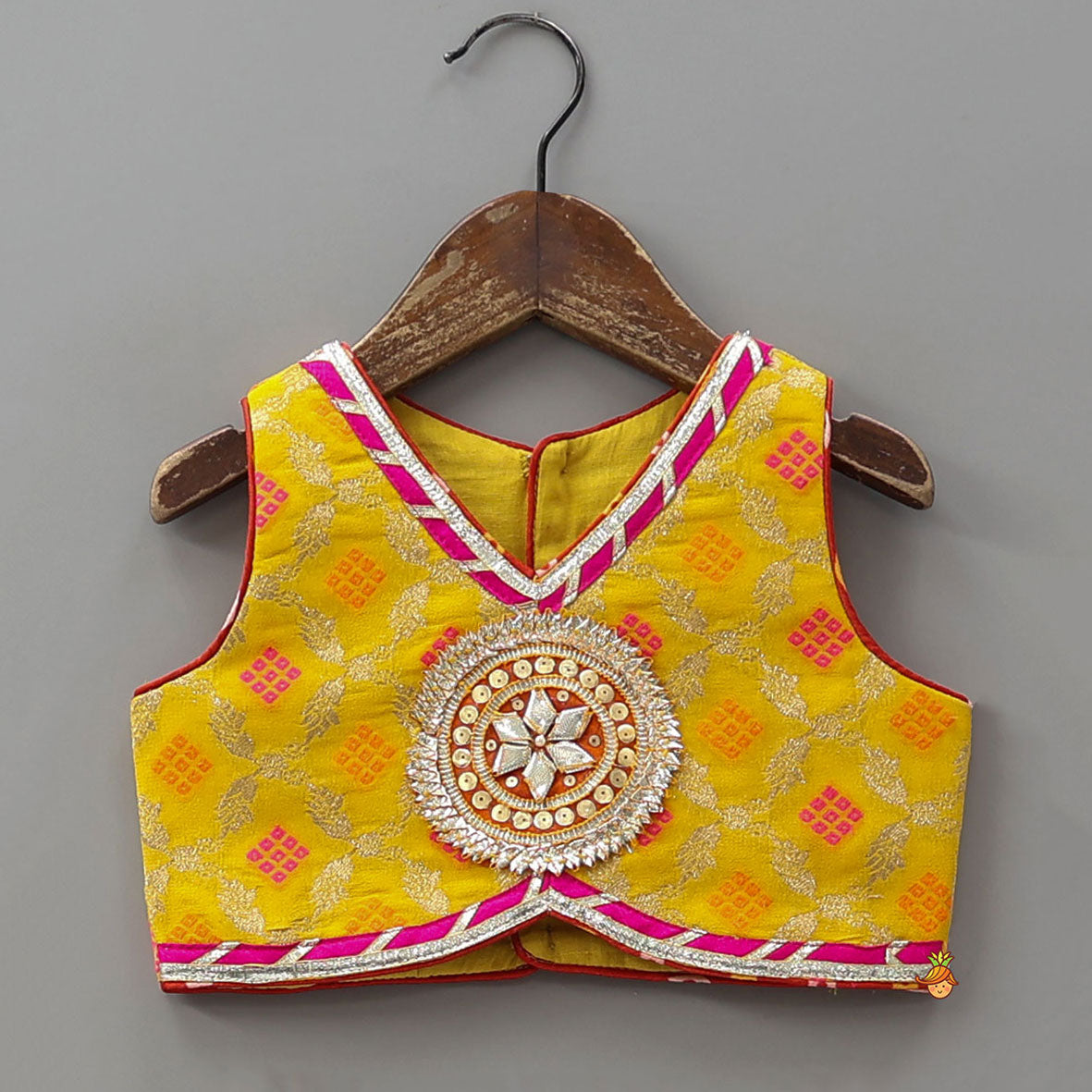 Pre Order: Stunning Crop Top And Tassel Detailed Bandhani Printed Sheen Lehenga With Dupatta