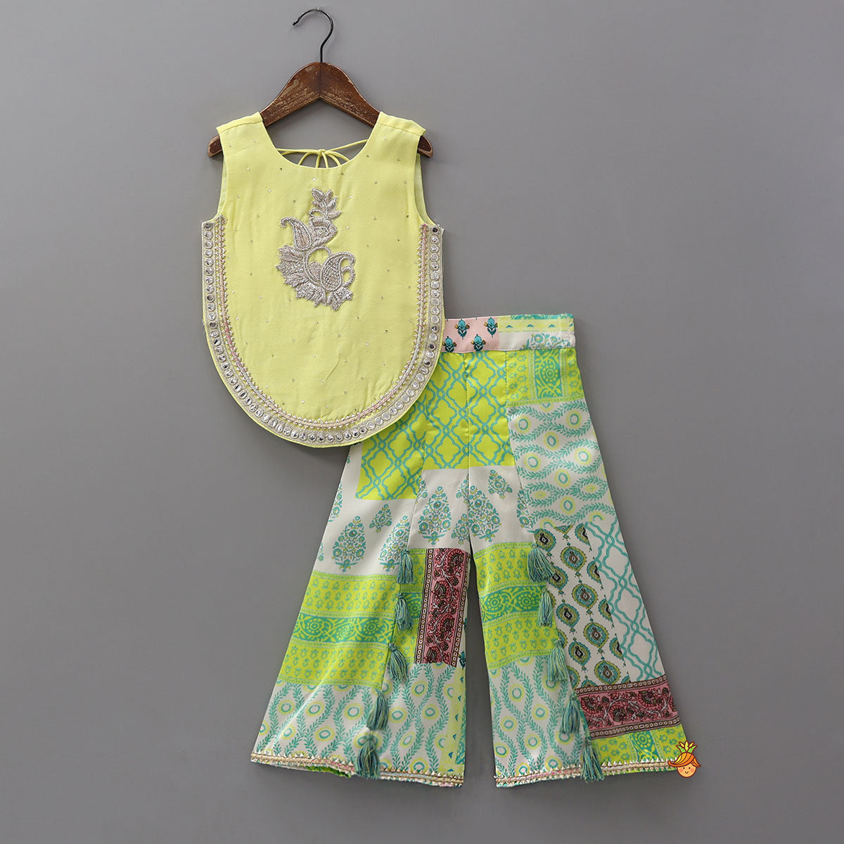 Pre Order: Curved Hem Top And Fringed Palazzo