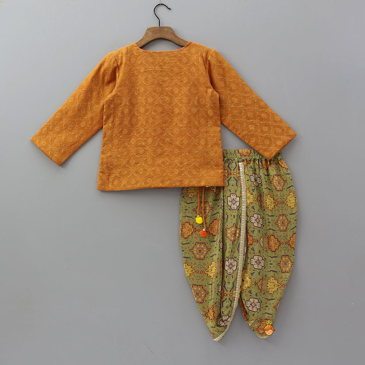 Pre Order: Festive Angrakha Kurta With Printed Dhoti