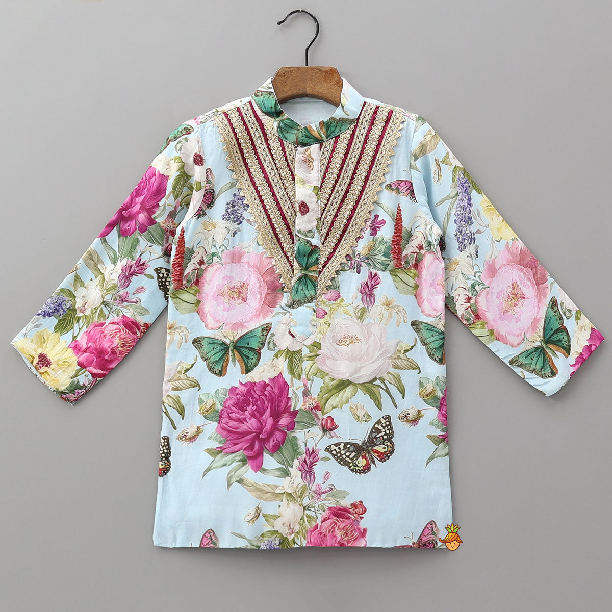Pre Order: Beautiful Floral Printed Kurta And Pyjama