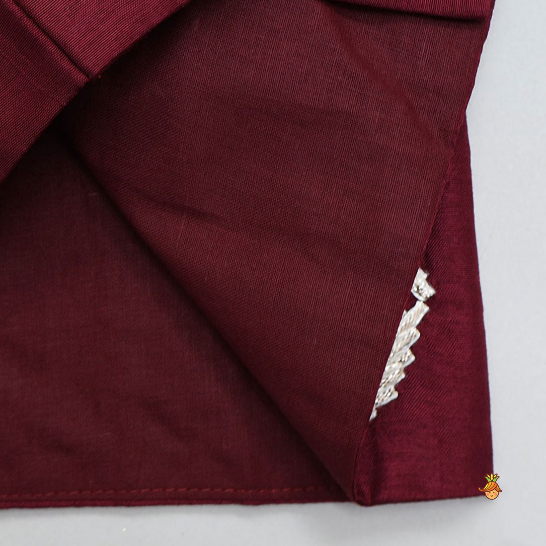 Pre Order: Ethnic Kurta With Gota Leaf Work Jacket And Pyjama