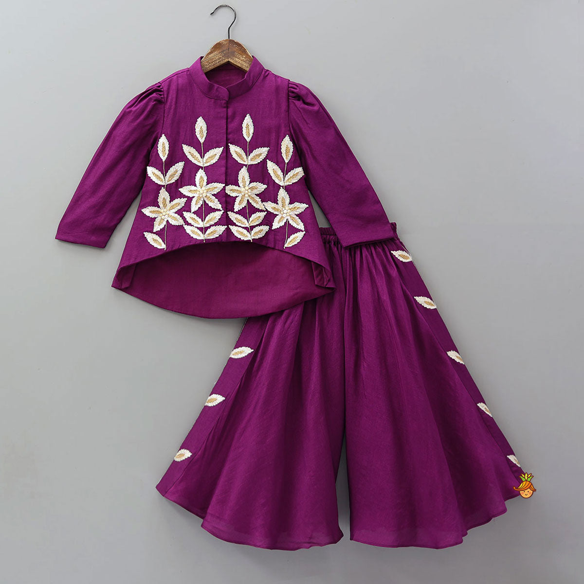 Pre Order: Jacket Style High Low Beautiful Top And Asymmetric Palazzo