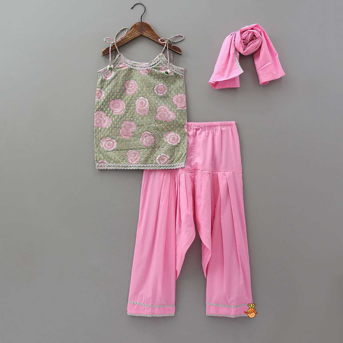 Pre Order: Hand Block Printed Kurti And Salwar With Matching Dupatta