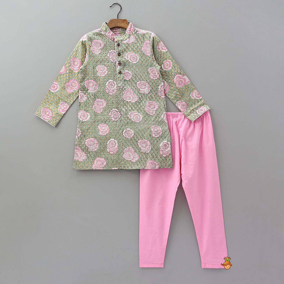 Pre Order: Hand Block Printed Classic Kurta And Churidar