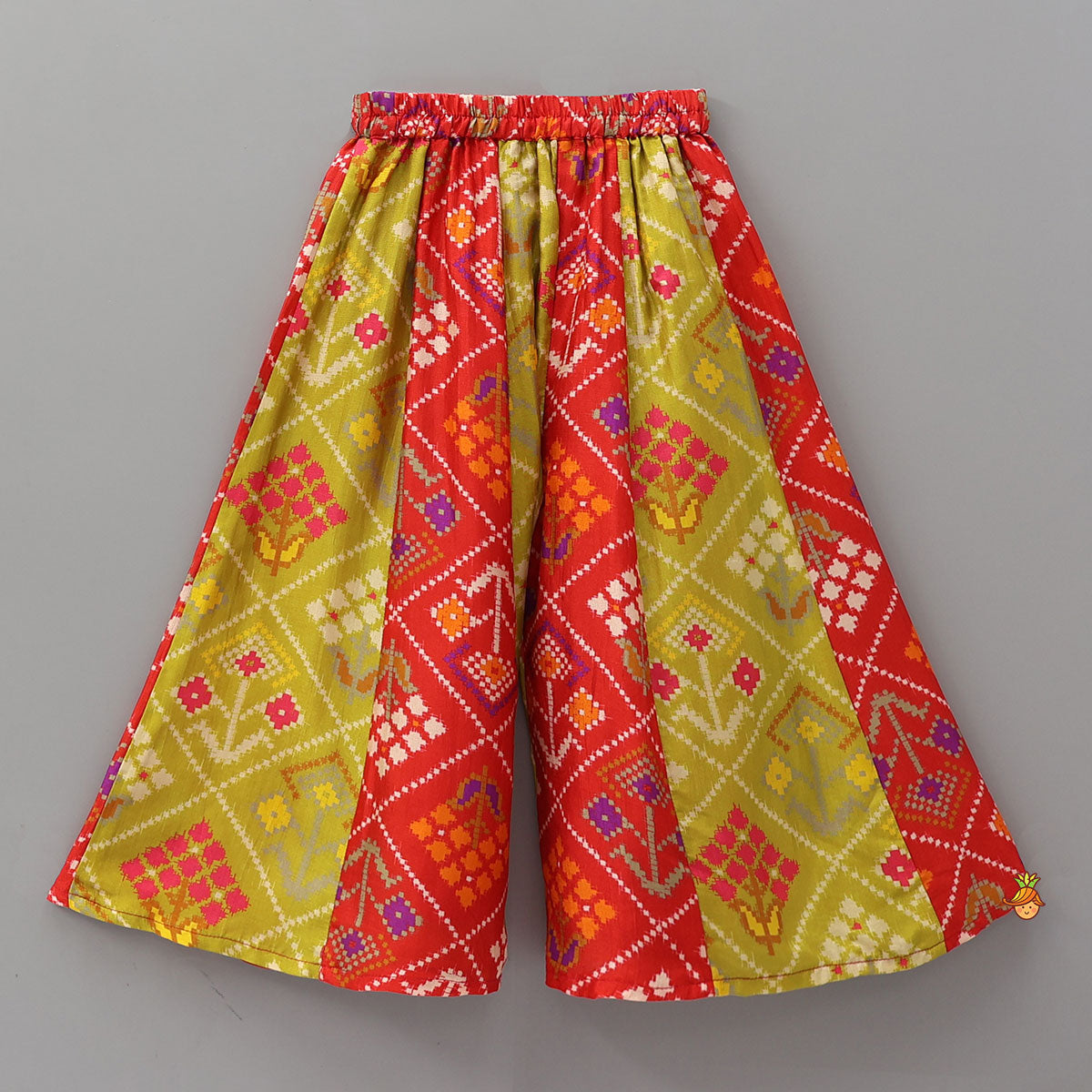 Pre Order: Charming Patola Inspired Embroidered Halter Top With Flared Palazzo