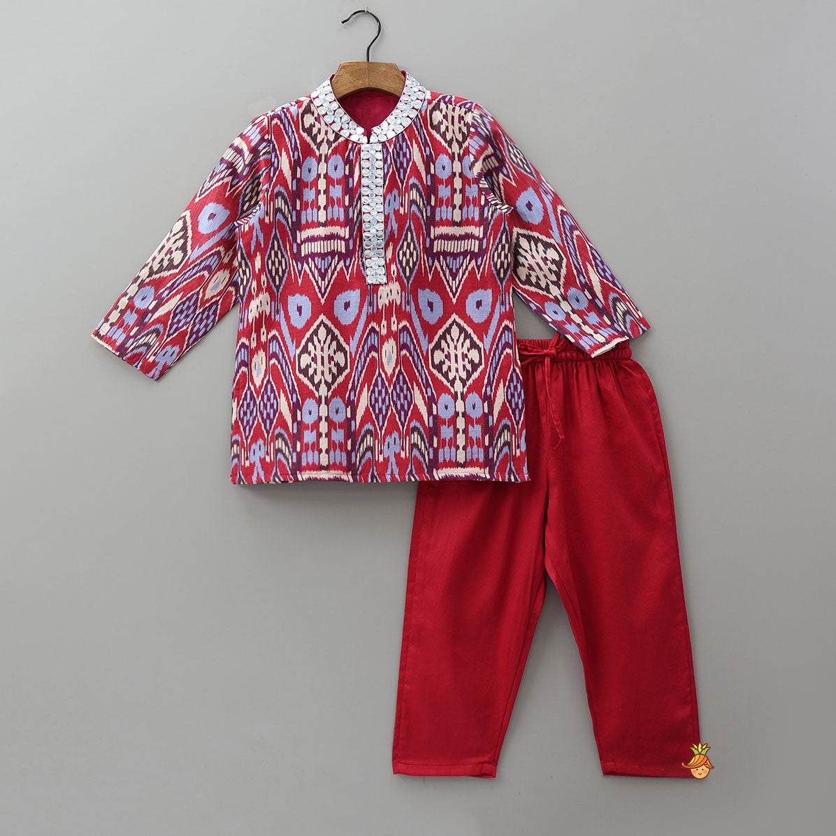 Pre Order: Faux Mirror Work Kurta And Contrasting Pyjama
