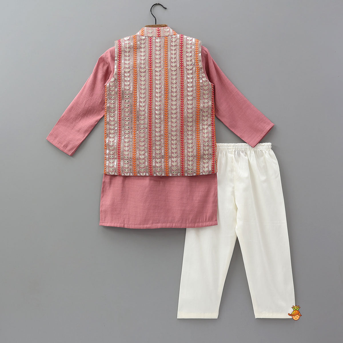 Pre Order: Front Placket Kurta With Heavy Embroidered Jacket And Pyjama