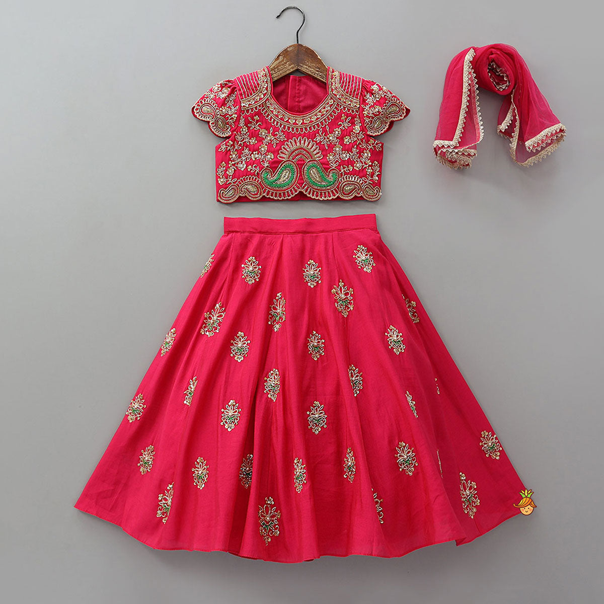Pre Order: Glamorous Heavy Embroidered Crop Top And Lehenga With Dupatta