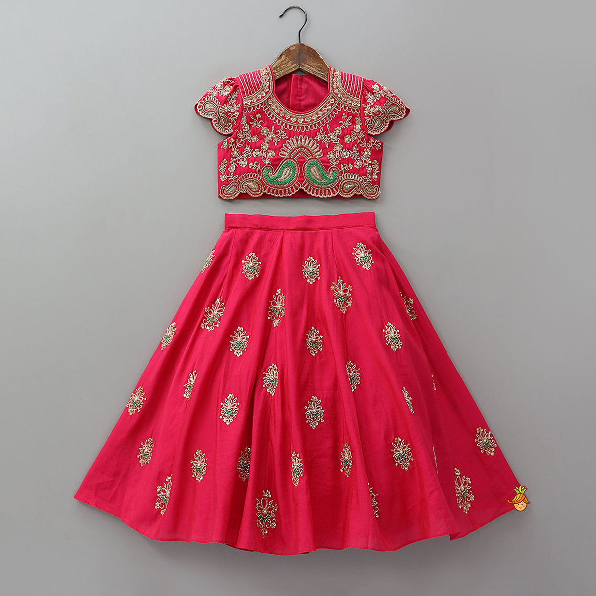 Pre Order: Glamorous Heavy Embroidered Crop Top And Lehenga With Dupatta