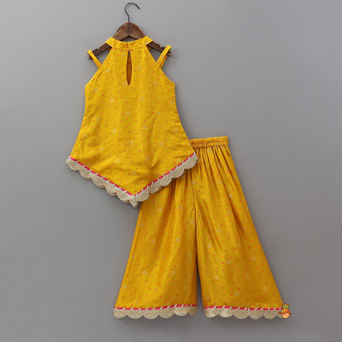 Pre Order: Stylish Kurti And Palazzo With Hanging Fringe Tassel Detail