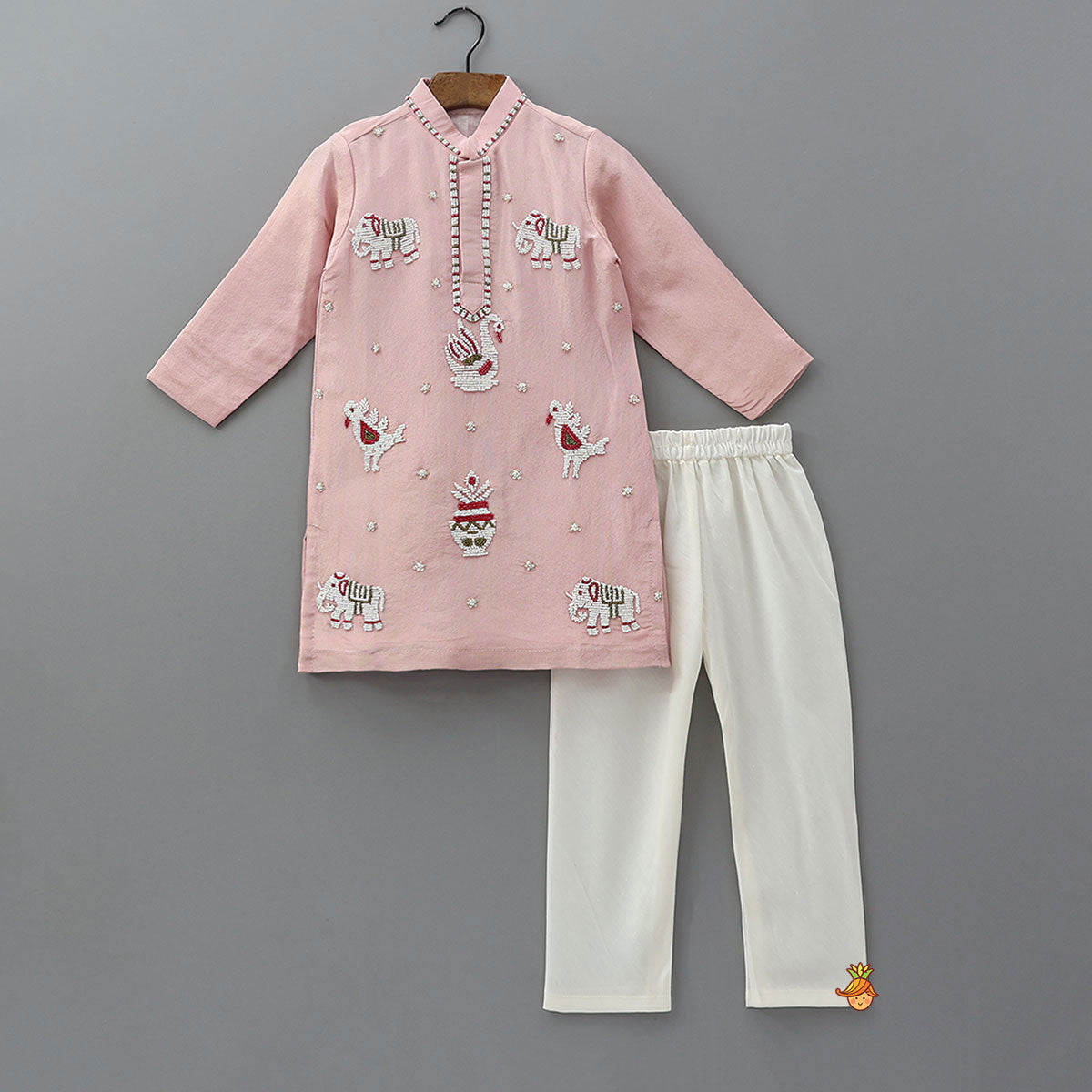 Pre Order: Beads Embroidered Shimmer Kurta And Pyjama
